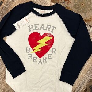 Gymboree Navy and White Heart Breaker Long Sleeve Tee Valentine’s Day